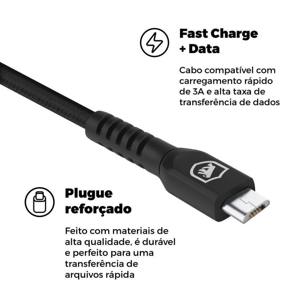 Cabo Dual Shock Preto Micro Usb V8 ( 2 Metros ) - Gshield - 3