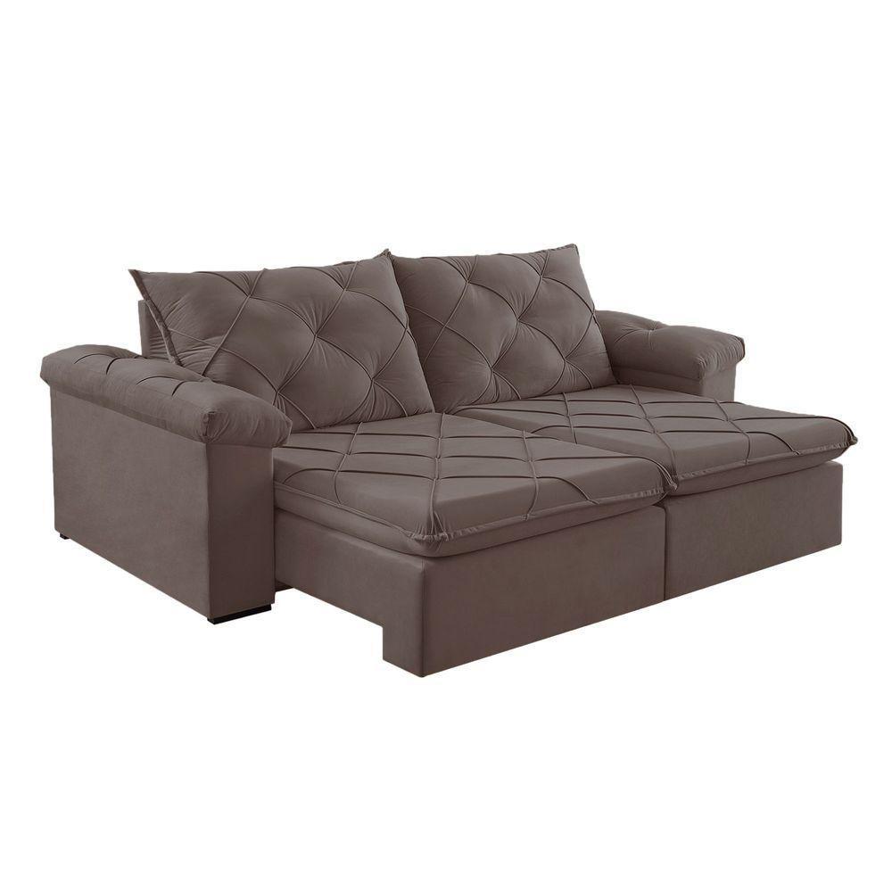 Sofá Retrátil E Reclinável Corniso 2,94m Veludo Cor Marrom 2131 Usb Sem Kit Usb - 4