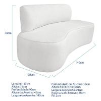 Kit Recamier Curvo Amsterdã 140cm E Poltrona Amore Luxo Bouclé Cor Branco - 3
