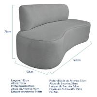 Kit Recamier Curvo Amsterdã 140cm E Poltrona Amore Luxo Bouclé Cor Cinza - 3
