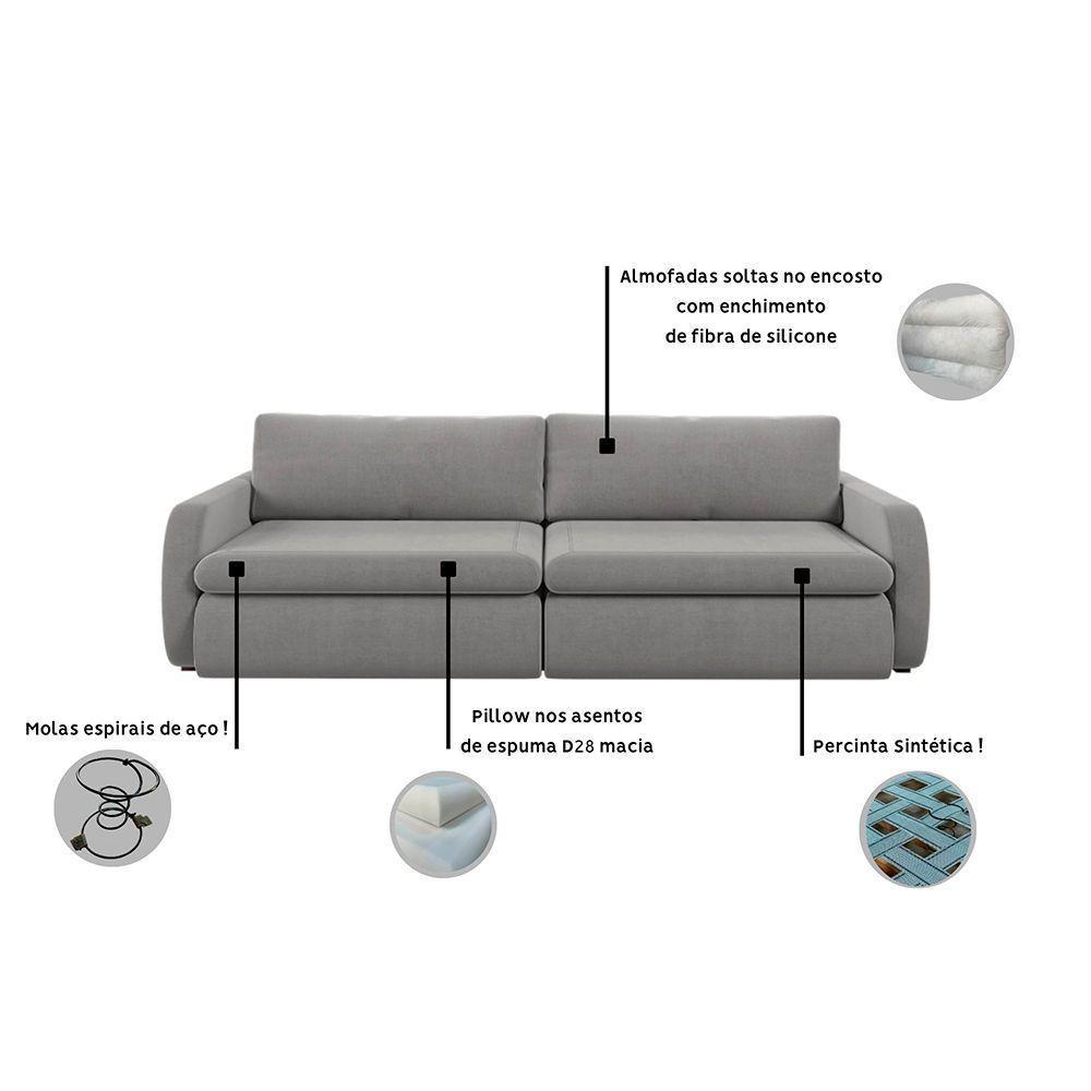 Sofá Retrátil E Reclinável Zinia 2,20m Linho Cor Cru 2320 - 8