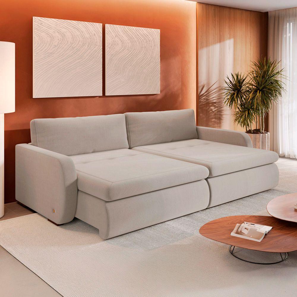 Sofá Retrátil E Reclinável Zinia 1,60m Linho Cor Cru 2320 - 2