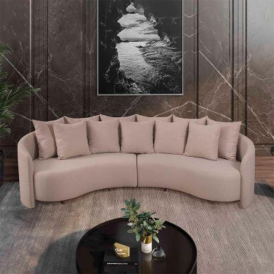 Sofá Tulip Orgânico 2,88m Em Linho Com Pés De Madeira Cor Cru 2320