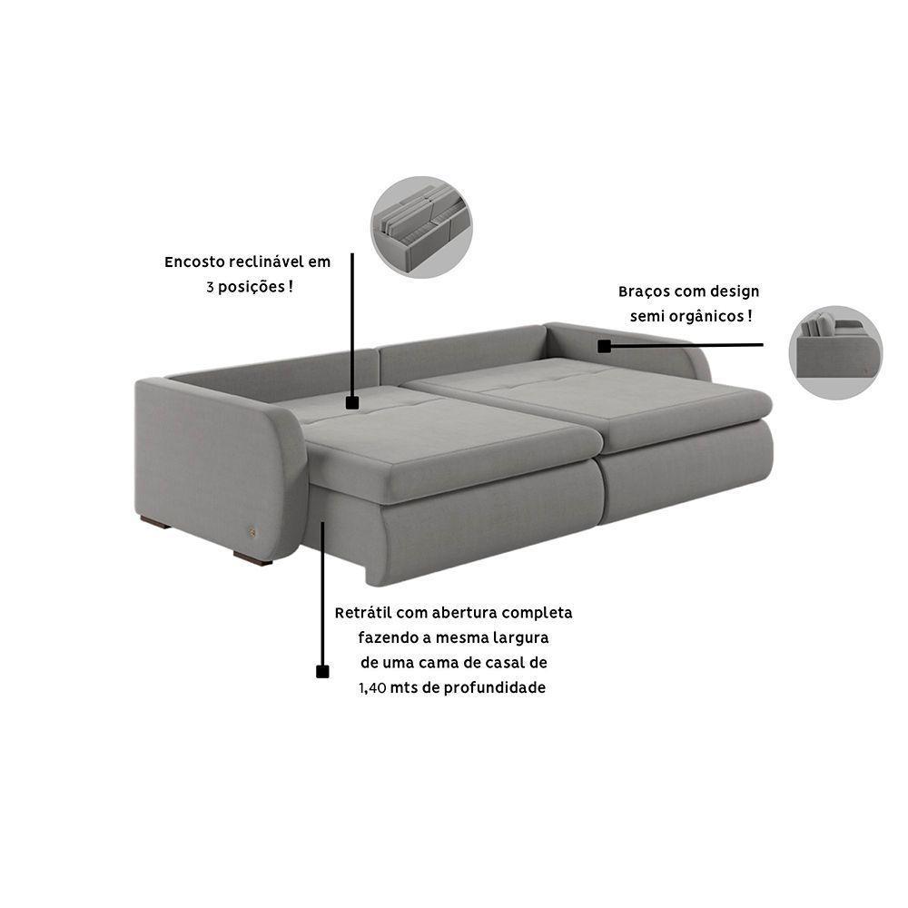 Sofá Retrátil E Reclinável Zinia 1,60m Linho Cor Cinza 2323 - 9