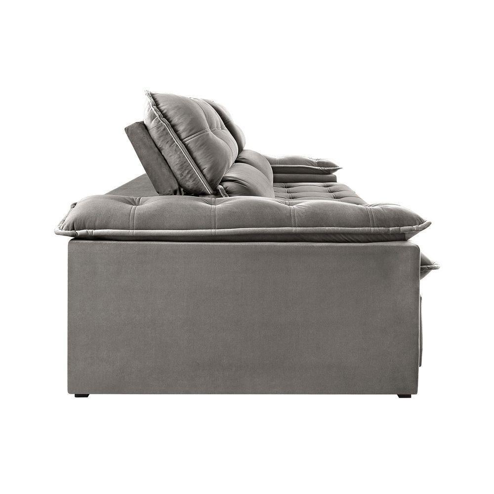 Sofá Retrátil E Reclinável Texas 2,94m Veludo Cor Cinza 2103 Usb Sem Kit Usb - 5