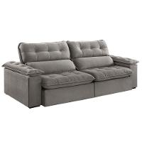 Sofá Retrátil E Reclinável Texas 2,94m Veludo Cor Cinza 2103 Usb Com Kit Usb