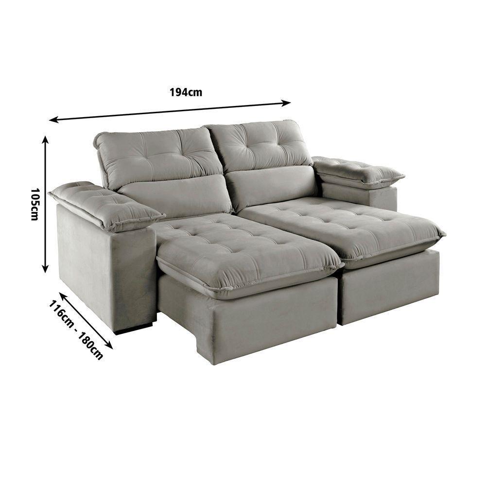 Sofá Retrátil E Reclinável Texas 1,94m Veludo Cor Marrom 2131 Usb Sem Kit Usb - 3