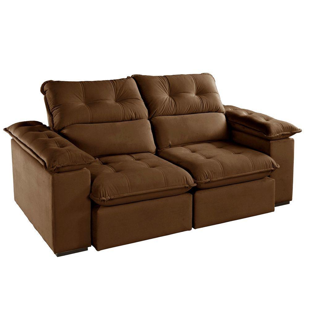 Sofá Retrátil E Reclinável Texas 1,94m Veludo Cor Marrom 2131 Usb Sem Kit Usb - 4