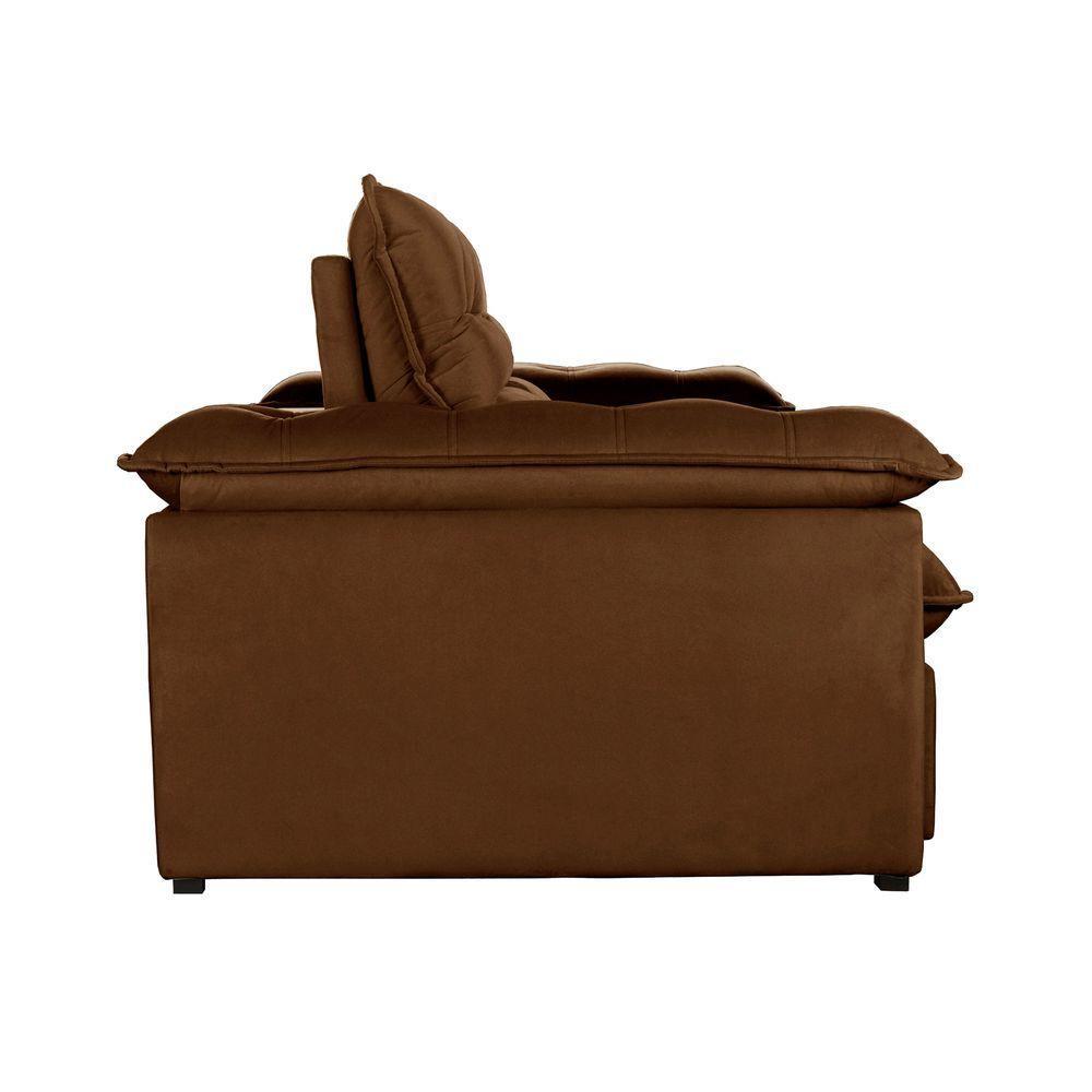 Sofá Retrátil E Reclinável Texas 1,94m Veludo Cor Marrom 2131 Usb Sem Kit Usb - 6