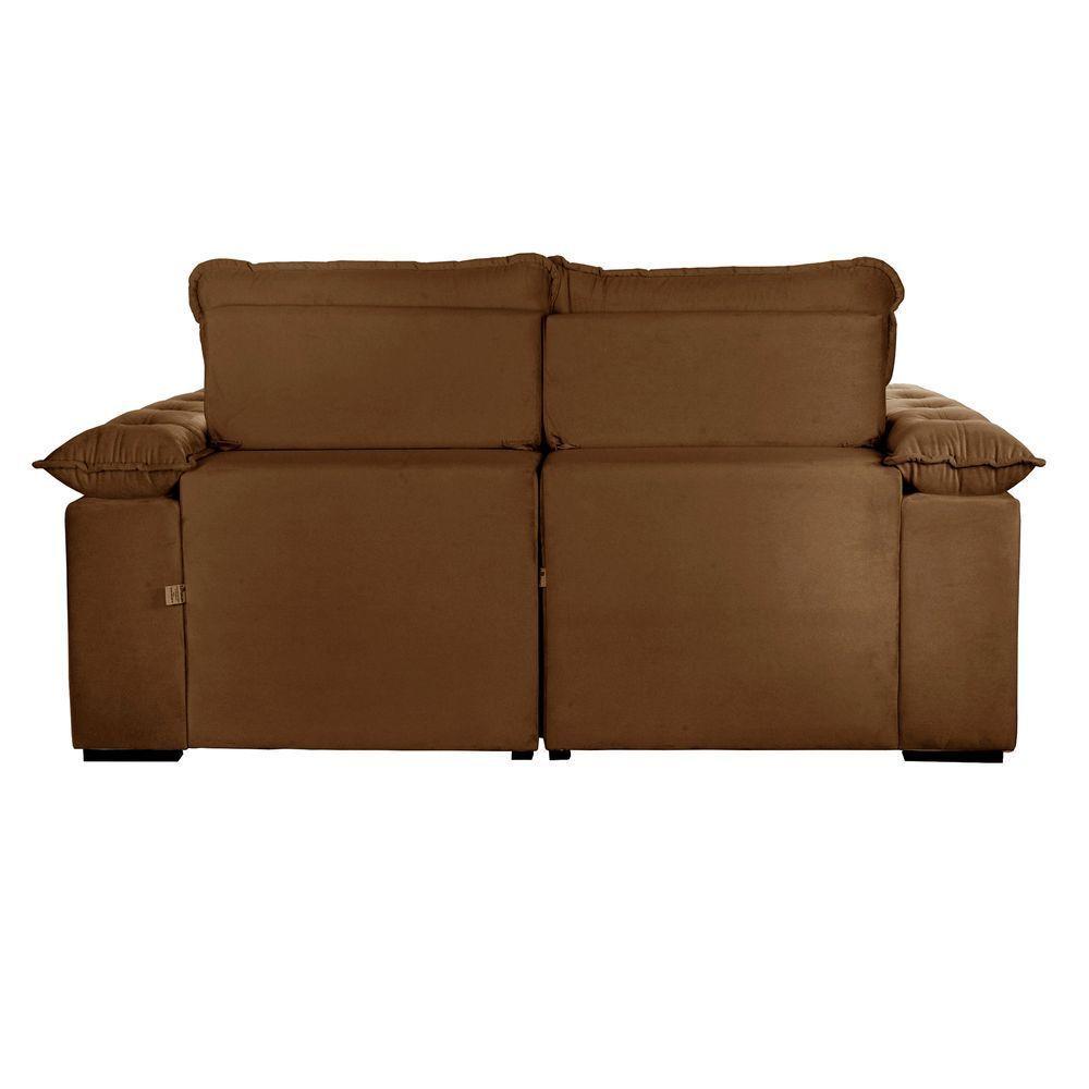 Sofá Retrátil E Reclinável Texas 1,94m Veludo Cor Marrom 2131 Usb Sem Kit Usb - 7
