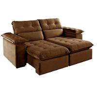 Sofá Retrátil E Reclinável Texas 1,94m Veludo Cor Marrom 2131 Usb Sem Kit Usb - 2