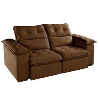 Sofá Retrátil E Reclinável Texas 1,94m Veludo Cor Marrom 2131 Usb Sem Kit Usb