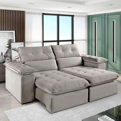 Sofá Retrátil E Reclinável Texas 1,94m Veludo Cor Cinza 2107 Usb Sem Kit Usb