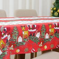 Toalha De Mesa Estampada Brilhare 1 Peça 1,45m X 1,45m 4 Lugares 100% Poliéster Tecido Oxford Natal - Estampa 1 Branco - 6