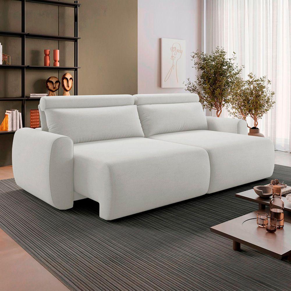 Sofá Retrátil E Reclinável Peony 2,20m Linho Cor Cru 2370 - 2