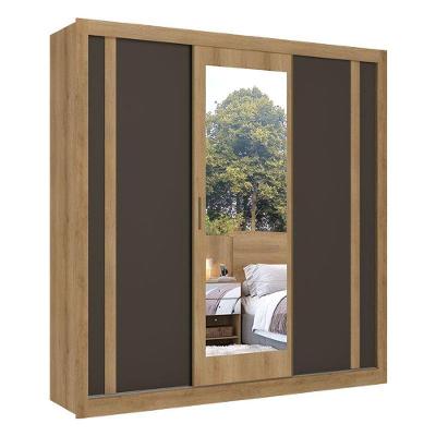 Guarda Roupa Casal Ibiza Glass 3 Portas Capuccino Cacau Off White Flex E Cômoda Gaveteiro Condessa Capuccino - Thb