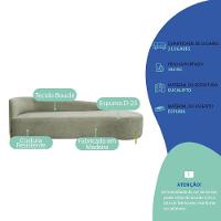 Divã Recamier Orgânico França 220cm Lado Dir Pés Metal Dourado Bouclé Cor Verde Oliva - 7