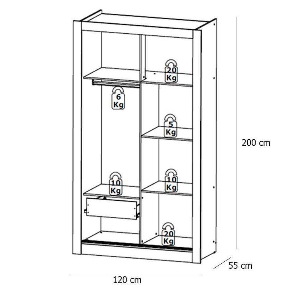 Guarda Roupa Solteiro City 2 Portas Branco Acetinado E Cômoda Gaveteiro Condessa Branco - Thb - 4