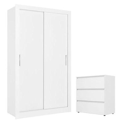 Guarda Roupa Solteiro City 2 Portas Branco Acetinado E Cômoda Gaveteiro Condessa Branco - Thb