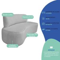 Kit Recamier Curvo Amsterdã 130cm E 2 Poltrona Amore Luxo Linho Cor Cinza Claro