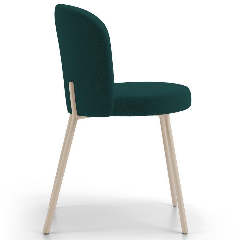 Kit 04 Cadeiras Para Sala De Jantar Cozinha Estofada Gavi Arena L02 Bouclê Verde - Lyam Decor - 6