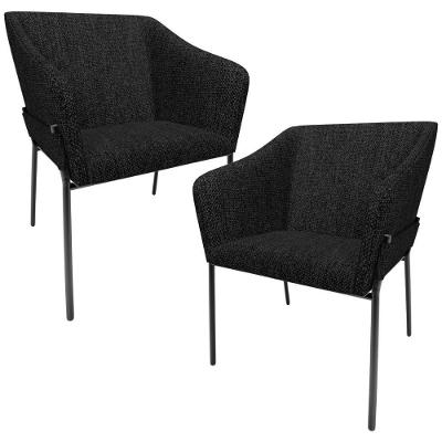 Kit 2 Cadeiras Para Sala De Jantar Estar Living Olívia L02 Linho Chumbo - Lyam Decor