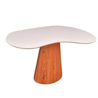 Mesa De Jantar Cone Orgânica Beca 140x90cm Madeira Freijó E Offwhite - 1