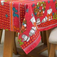 Toalha De Mesa Estampada Brilhare 1 Peça 1,45m X 1,45m 4 Lugares 100% Poliéster Tecido Oxford Natal - Estampa 3 Vermelho - 5