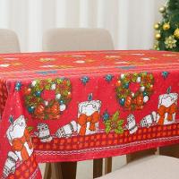 Toalha De Mesa Estampada Brilhare 1 Peça 1,45m X 1,45m 4 Lugares 100% Poliéster Tecido Oxford Natal - Estampa 3 Vermelho - 6