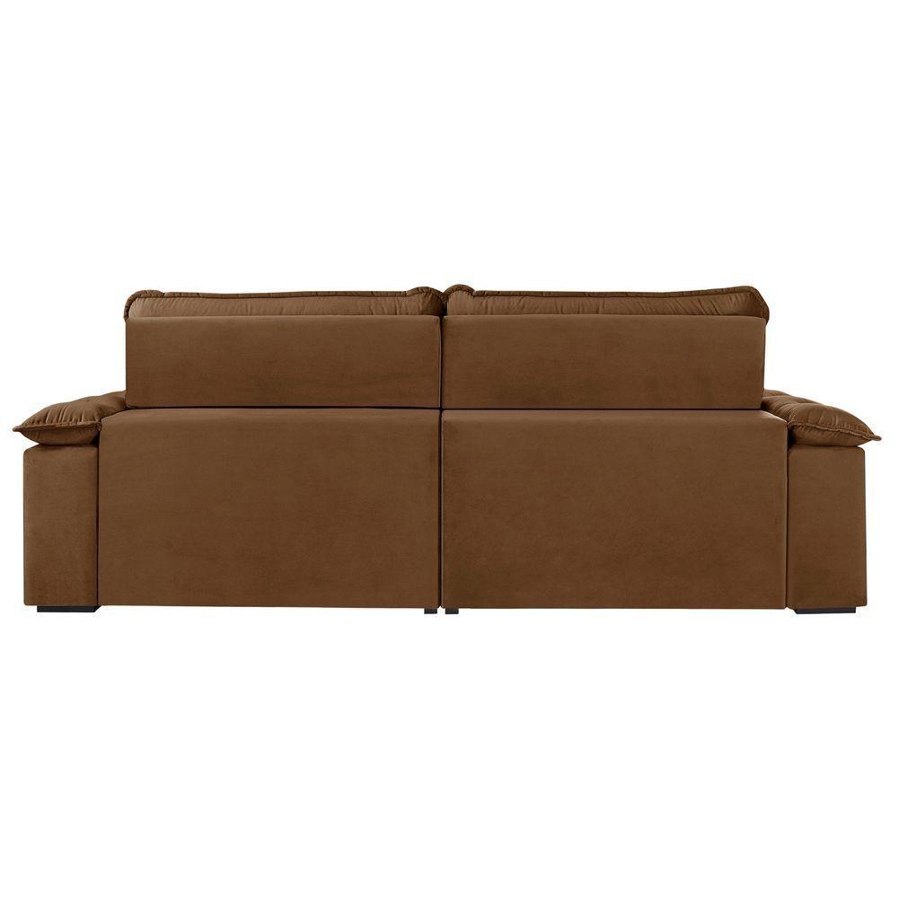 Sofá Retrátil E Reclinável Texas 2,34m Veludo Cor Marrom 2131 Usb Sem Kit Usb - 6