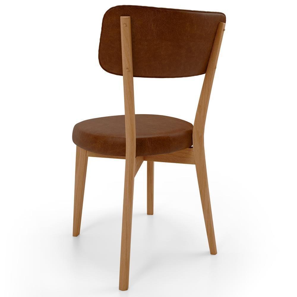 Kit 08 Cadeiras Decorativa Estofada Sala De Jantar Base Madeira Roy L02 Couríssimo Marrom - Lyam - 7