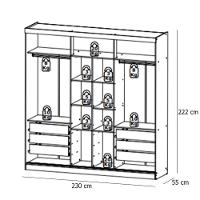Guarda Roupa Casal Málaga Full Glass 2 Portas Capuccino Off White Acetinado E Cômoda Com Porta Aurora Cappuccino - Thb - 3