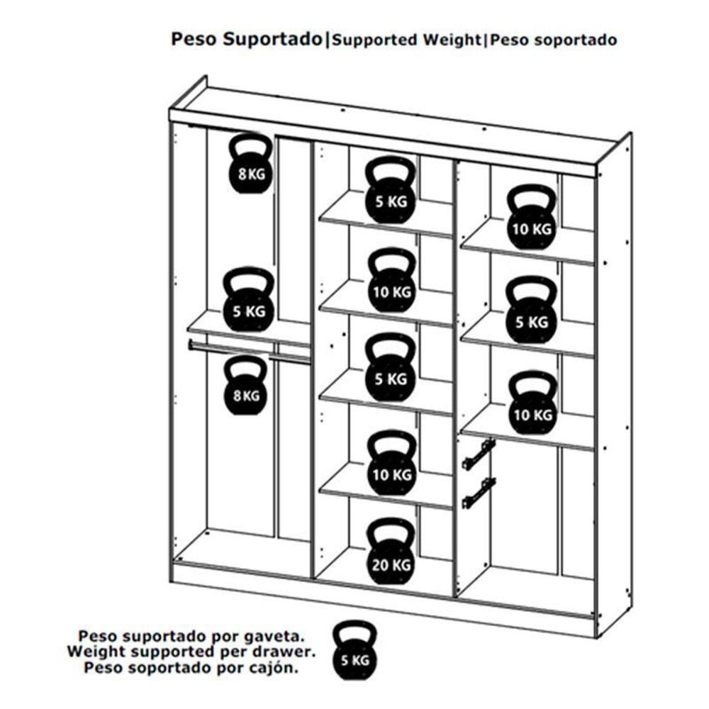 Guarda Roupa Casal Presence Glass 6 Portas Almendra Off White Acetinado E Multiuso Space Almendra - Thb - 4