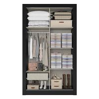 Guarda Roupa Solteiro City 2 Portas Preto Acetinado E Multiuso Space Preto - Thb - 3