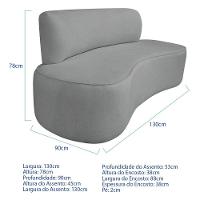 Kit Recamier Curvo Amsterdã 130cm E Poltrona Amore Luxo Bouclé Cor Cinza - 3