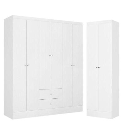 Guarda Roupa Solteiro Astro 6 Portas 2 Gavetas Branco Rosa Flex Acetinado E Multiuso Space Branco - Thb