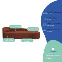Divã Recamier Orgânico França 220cm Lado Dir Pés Metal Dourado Bouclé Cor Terracota - 7