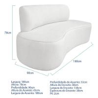 Kit Recamier Curvo Amsterdã 180cm E 2 Poltronas Amore Luxo Bouclé Cor Branco - 3