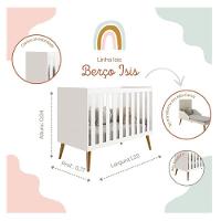 Berço Americano E Cômoda Infantil Com Porta Isis Branco Acetinado Com Colchão Ortobom - Reller