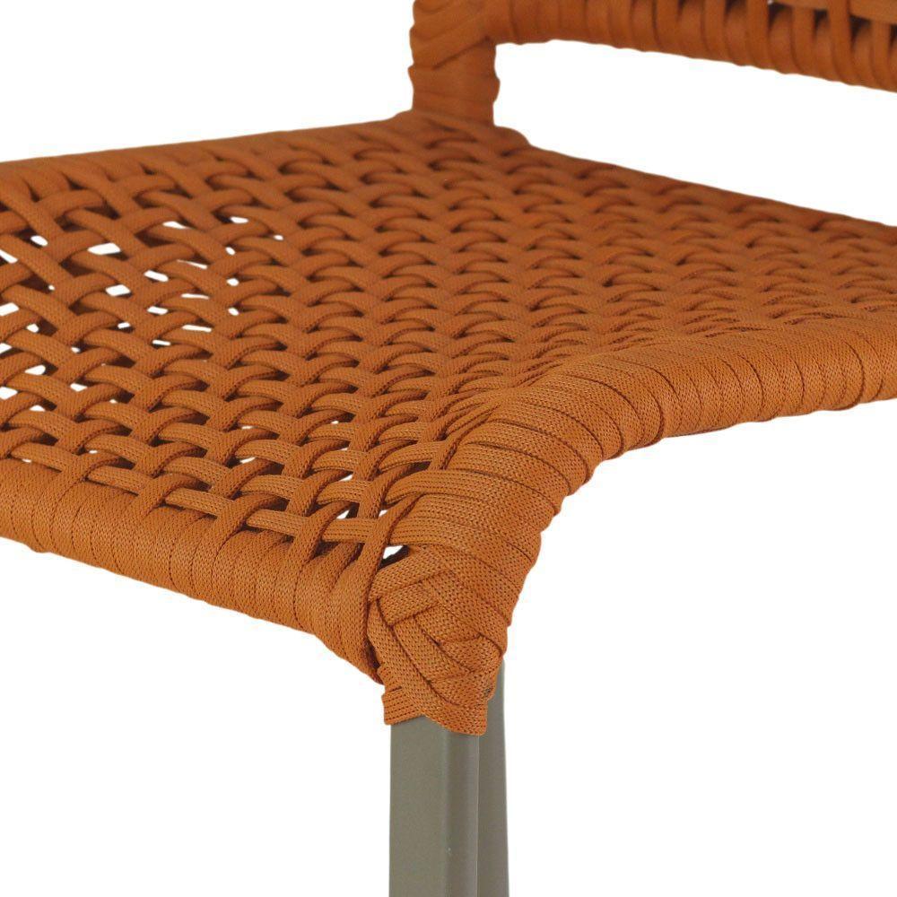 4 Banquetas Haiti Corda Náutica Alumínio Trama Original Terra Cota - 5