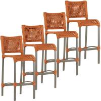 4 Banquetas Haiti Corda Náutica Alumínio Trama Original Terra Cota - 1