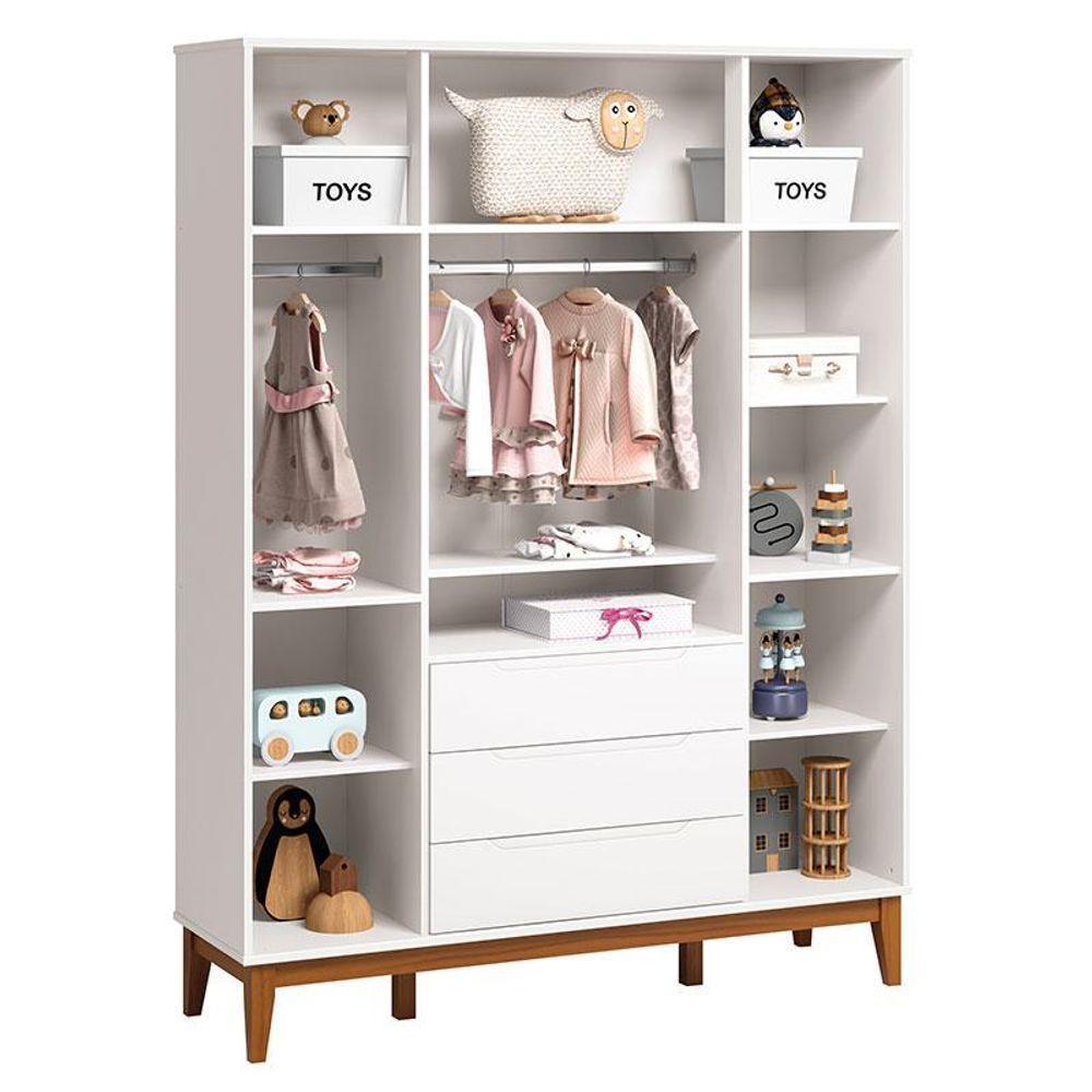 Quarto De Bebê Classic Elfe Branco Acetinado Amadeirado - Reller - 7