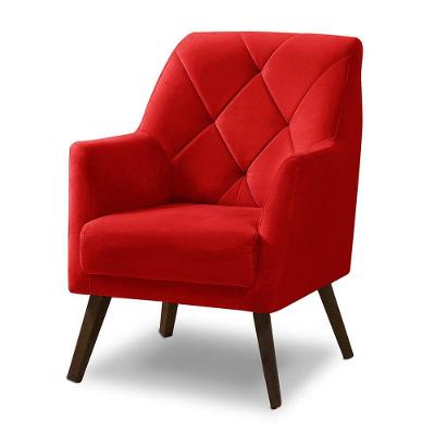 Poltrona Decorativa Retrô Recepção Magali Veludo Vermelho Lansofbr