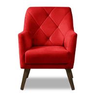 Poltrona Decorativa Retrô Recepção Magali Veludo Vermelho Lansofbr - 3