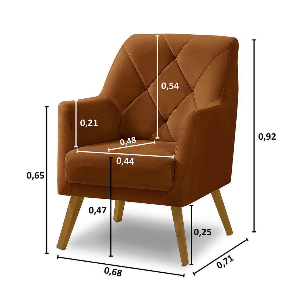 Poltrona Decorativa Bordada Magali Veludo Laranjado Lansofbr - 5