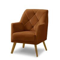 Poltrona Decorativa Bordada Magali Veludo Laranjado Lansofbr - 1