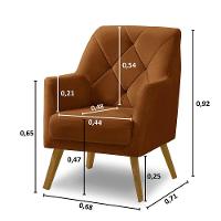 Poltrona Decorativa Bordada Magali Veludo Laranjado Lansofbr - 5