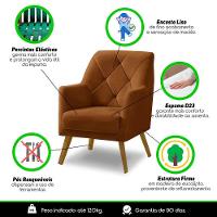 Poltrona Decorativa Bordada Magali Veludo Laranjado Lansofbr - 6