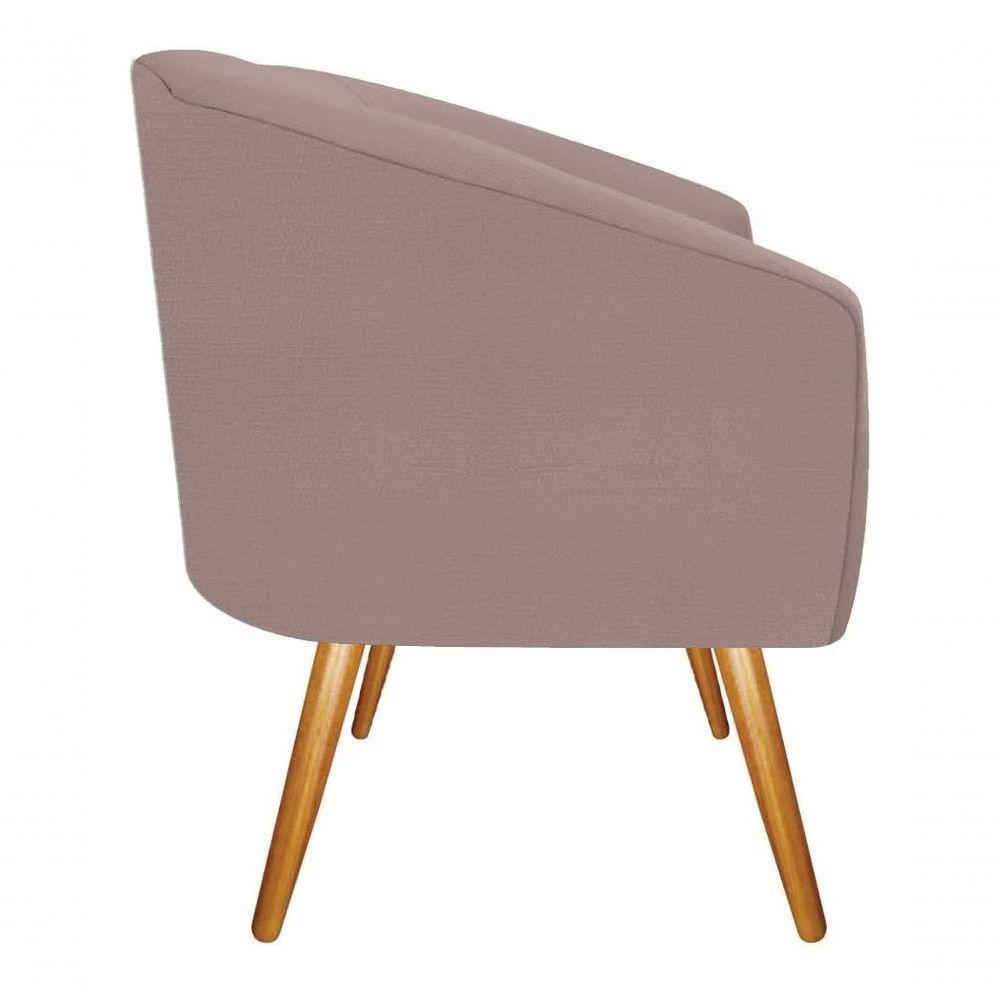 Poltrona Luiza Pés Palito Mel Linho Bege - Amarena Móveis Rosê Desenho Do Tecido Linho - 4