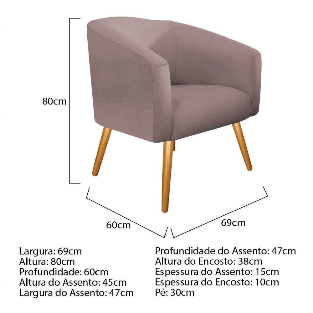 Poltrona Luiza Pés Palito Mel Linho Bege - Amarena Móveis Rosê Desenho Do Tecido Linho - 5